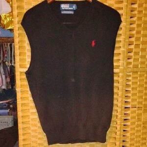 Ralph Lauren Men's Black V-Neck Sweater Vest
